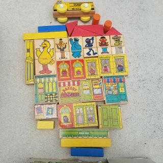 Vintage Sesame Street Wood Blocks - Muppets & Buildings complete 2