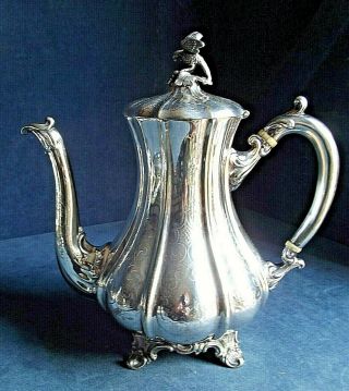 Large Engraved Silver Plated Eagle Bulbous Teapot C1890