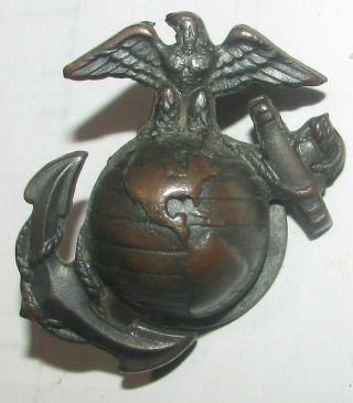 Ww2 Usmc Hat Badge United States Marine Corps Military Pin.
