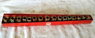 Vintage Mac Tools 1/2 " Dr.  16 Piece Socket Set W/ Holder