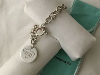 7 " Charm Bracelet Signed Tiffany And Co.  Vintage Sterling Silver.  925