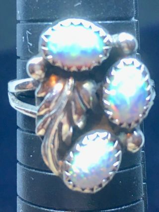 . 925 Sterling Silver Vintage Fire Opal Ring Size 7.  5 In Great Shape