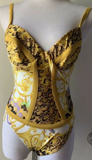 Vintage Gianni Versace Plunging Neckline Rare One - Piece Swimsuit (size M/l)