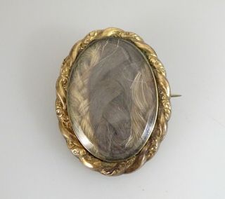 Antique Victorian 10k Gold Mourning Hair Jewelry Brooch Pin - 56033