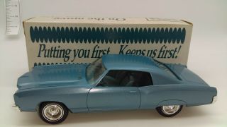 Vintage Chevrolet Dealer Promo Toy Model 1970 Monte Carlo Metal Blue Car W/ Box