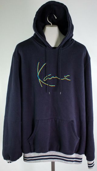 Karl Kani Rare Vintage 90 ' s STITCHED LOGO Hoodie Shirt Faded Fits Like XXL 2