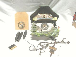 Vintage Cuckoo Clock West Germany E Schmeckenbecher Saw Mill