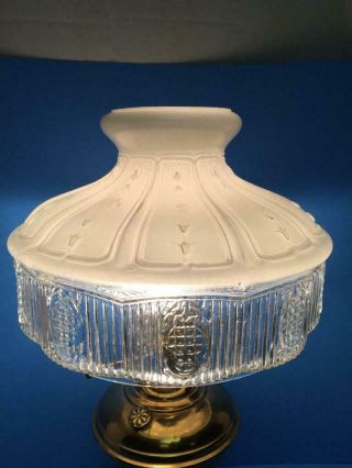 Antique Vintage 10 Panel Aladdin B&h Rayo Crystal & White Glass Lamp Shade10 "
