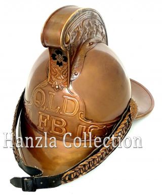 Vintage Antique Brass Fireman Fire Brigade Helmet Queensland Firefighters Qld Fb