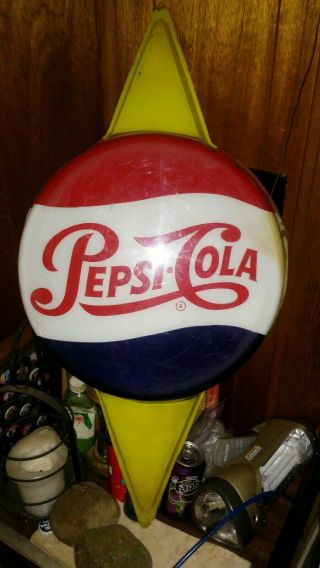 Vintage Pepsi Cola Gas Station Advertising Giant Sign Translucent