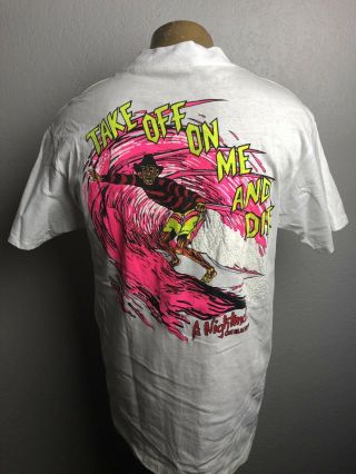 P115 Vintage 1989 Nightmare On Elm Street Freddy Kreuger Surfing Shirt Sz Large