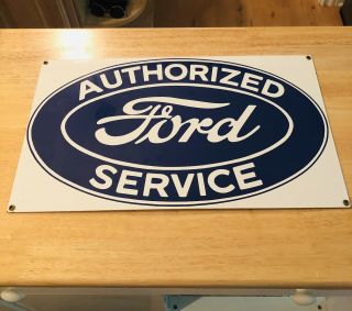 Vintage Ford Authorized Service Porcelain Sign