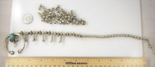 Sandcast Southwestern Squash Blossom Necklace FOR REPAIR Vintage Silver 70g 5
