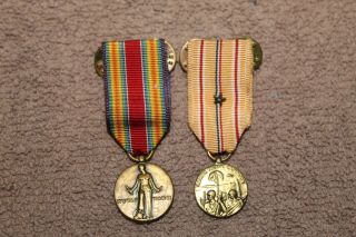 Ww2 U.  S.  Military Victory & Asia/pacific Miniature Medal Set W/ribbons