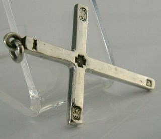 QUALITY STERLING SILVER HAND MADE CROSS CRUCIFIX LONDON 2000 PLANISHED 2,  inch 2