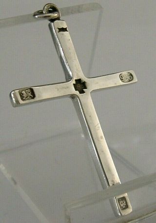 QUALITY STERLING SILVER HAND MADE CROSS CRUCIFIX LONDON 2000 PLANISHED 2,  inch 5