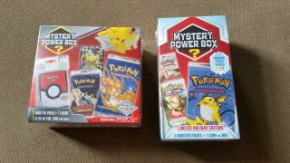 2 Pokemon Mystery Power Boxes Factory 10 Booster Packs Vintage,  Base Set
