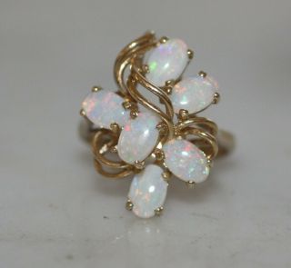 Vintage 14k Solid Gold 1.  32 Tcw Opal Ring Sz 6.  5