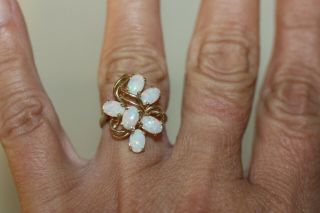 VINTAGE 14K SOLID GOLD 1.  32 TCW OPAL RING SZ 6.  5 5