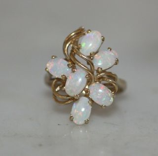 VINTAGE 14K SOLID GOLD 1.  32 TCW OPAL RING SZ 6.  5 6