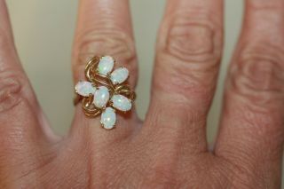 VINTAGE 14K SOLID GOLD 1.  32 TCW OPAL RING SZ 6.  5 7