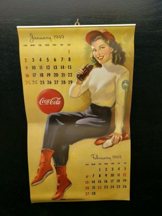 Rare Nm 1949 Coca Cola Calendar / Vintage Advertisement All Complete