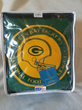 Vintage Pendleton Nfl Green Bay Packers Robe In A Bag Wool Stadium Blanket Nwt