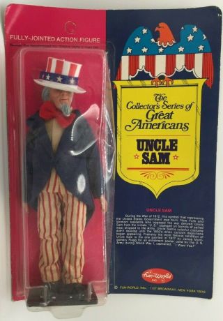 Vintage 1976 Fun World 7 " Great Americans Series Uncle Sam 4th July Figure Doll