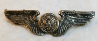 Vtg Wwii Sterling Silver United States Us Army Air Force Air Crew Wings Pin Back