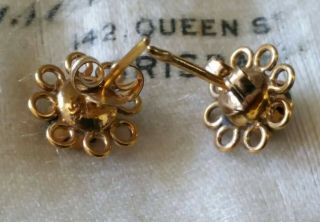 Antique Art Deco,  Natural Opal,  Flower Design,  9ct Gold,  Butterfly Back Earrings 3