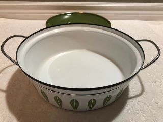 Vintage - Retro CATHRINEHOLM; LOTUS Enamelware Avocado - White Covered Casserole 3