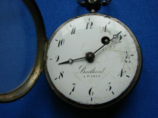 VERY EARLY 1800 ' s BERTHOUD PARIS FUSEE MOVEMENT POCKET WATCH SILVER CASE 2