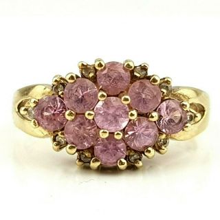 9ct Gold Pink Sapphire And Diamond Ring Size Uk J Us 5 Eu 49