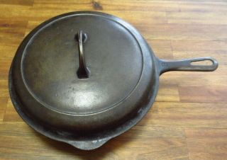 Vintage Griswold Erie Pa Cast Iron 1098b Deep Skillet 8 W/ Lid