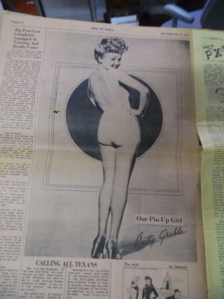1943 Apo 957 News Wwii Hawaii Army Navy Newspaper Iconic Betty Grable Pinup Wwii