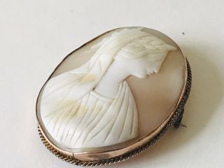 Antique 9ct Gold And Carved Cameo Victorian Brooch 2