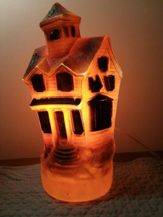 Vintage Halloween Plastic Blow Mold Orange Haunted House Empire