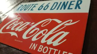 VINTAGE COCA COLA PORCELAIN US ROUTE 66 GAS SODA DRINK GLASS BOTTLE DINER SIGN 3