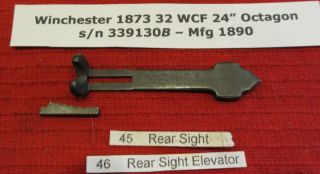 Winchester Model 1873 Rear Buckhorn Sight & Elevator From A 32 Wcf Rifle C1890