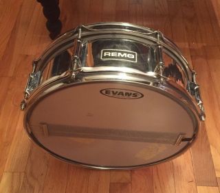 Remo Quadura Drum Usa Snare Drum 14x 5 1/2 Evans Head Vintage Chrome