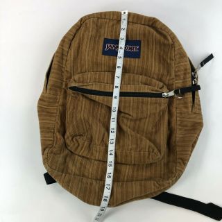RARE JANSPORT Corduroy Sand Brown Backpack Retro Book Bag back pack vtg Hiking 4