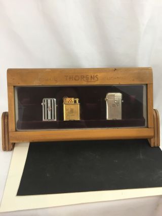 Wonderful Wooden Vintage Thorens Pocket Lighter Dealer Counter Display Case