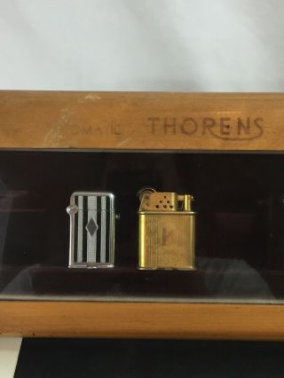 Wonderful Wooden Vintage THORENS Pocket Lighter Dealer Counter Display Case 2