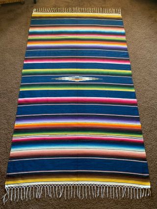 HUGE Vintage Mexican Saltillo Serape Blanket Southwest Rug 50 