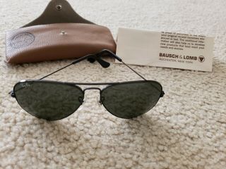 Vintage Bausch And Lomb Ray - Ban Aviator Tear Drop Sunglasses 58[]14 Black Frame