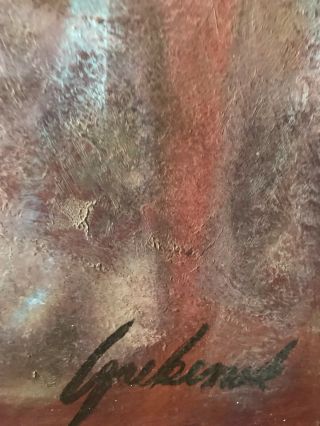 Vtg WPA artist 1940 signed Louis Grenbenak Pennons” oil on board painting 10