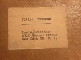 Vtg WPA artist 1940 signed Louis Grenbenak Pennons” oil on board painting 5