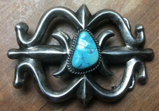 Vintage Wbh Wilfred B Henry Navajo Sterling Silver Turquoise Buckle