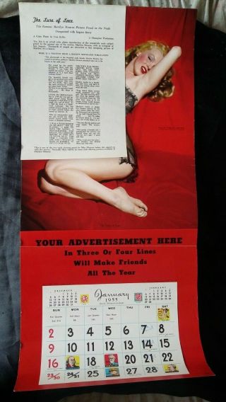 Scarce 1955 Marilyn Monroe Vintage Golden Dreams Sample Calendar