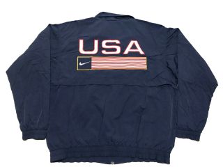 Vintage 90s Nike Track & Field Usa Flag Blue Windbreaker Jacket Mens Size Large